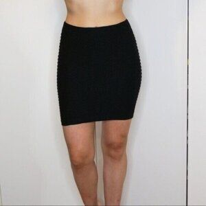 Black Seamless Skirt By Guess Jeans Stretchy Textured Mini Skirt Size XS/S